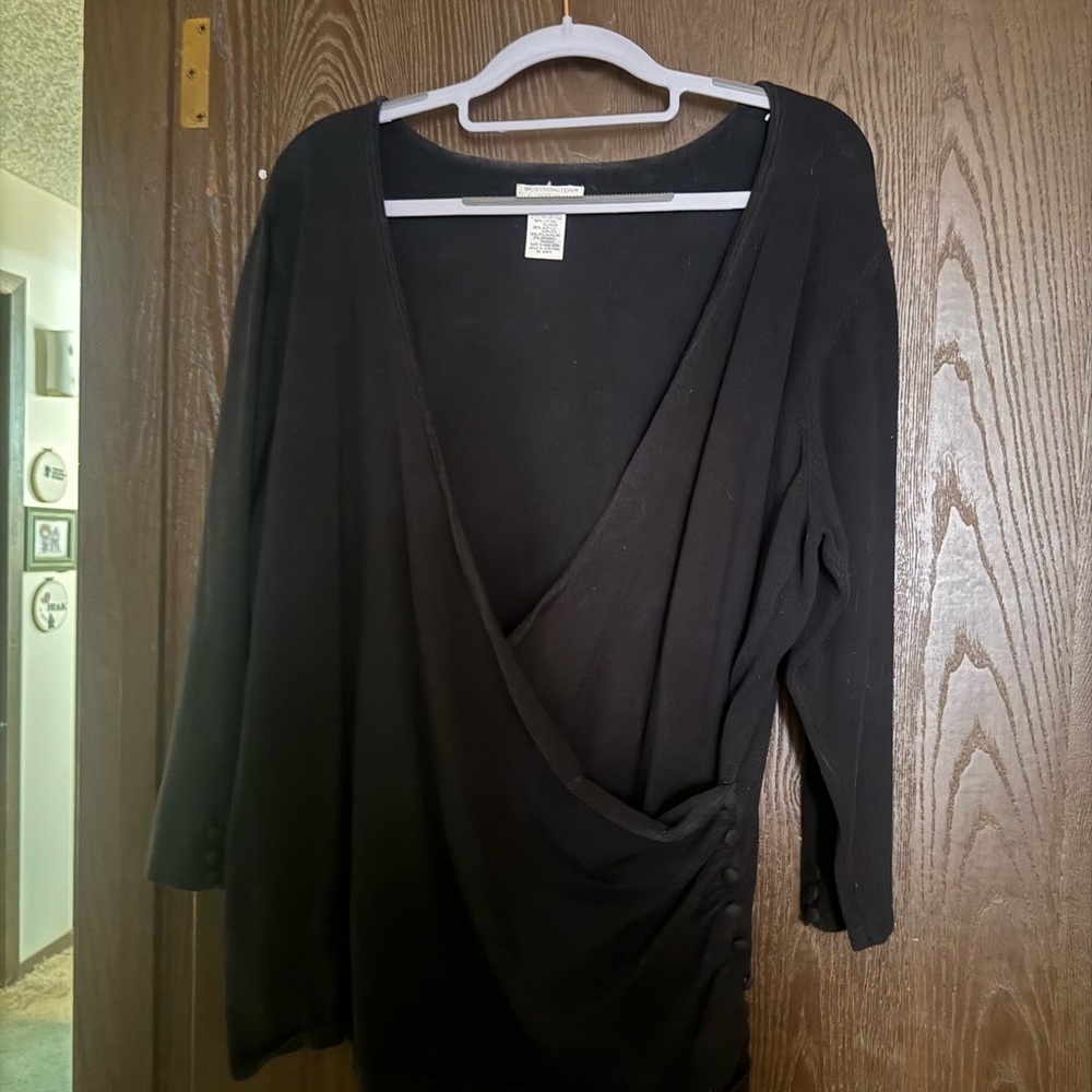 Worthington Woman Black Wrap Top 2X